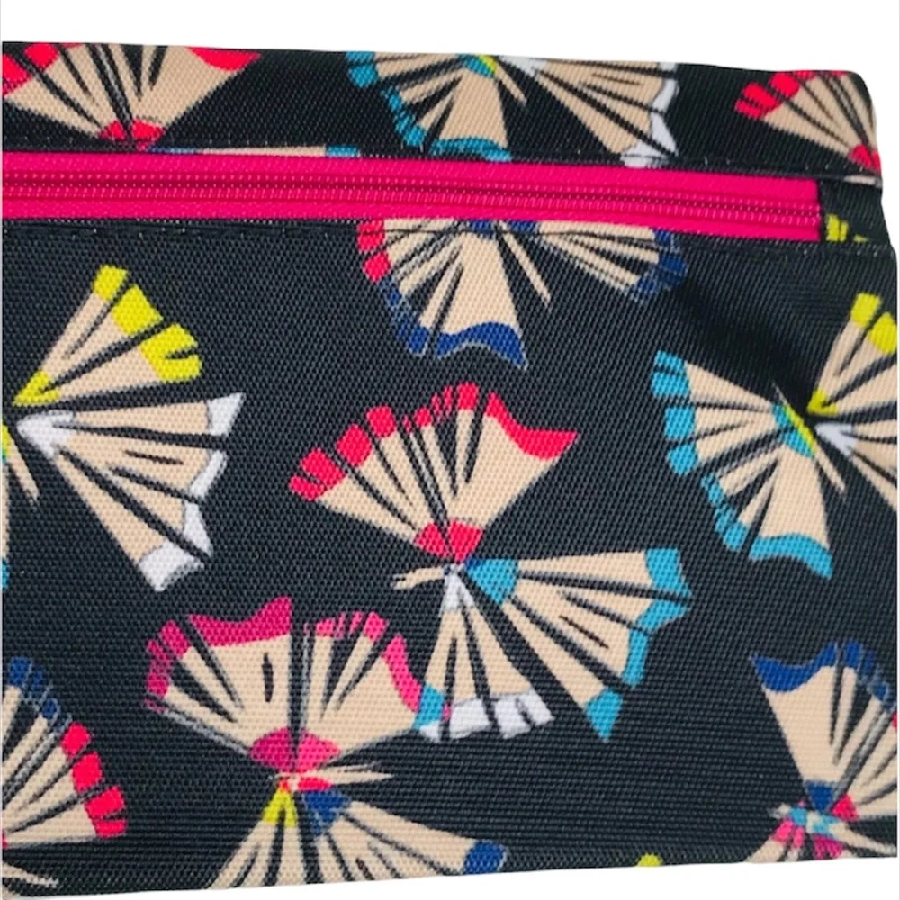 Vera Bradley Lighten Up Pencil Pouch. Art Butterflies, Black, Pink